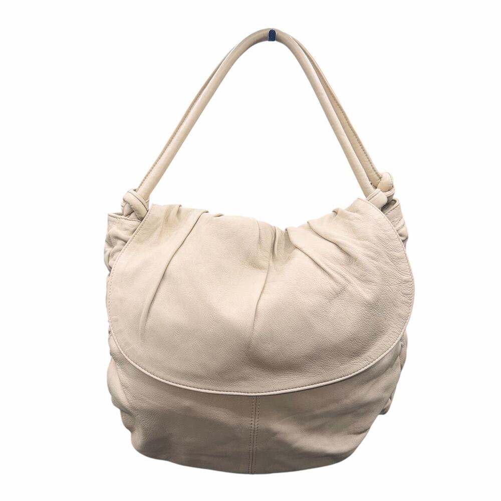 Zini Cream Beige Leather Hobo Shoulder Bag Slouchy Boho Morocco